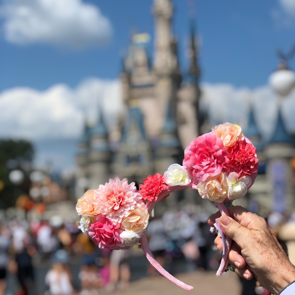 Disney Parks Floral Minnie Ears Headband N